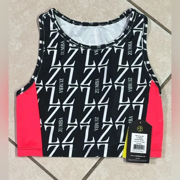 Zumba Fitness Black and Pink Crop Top - Picture 2 of 2